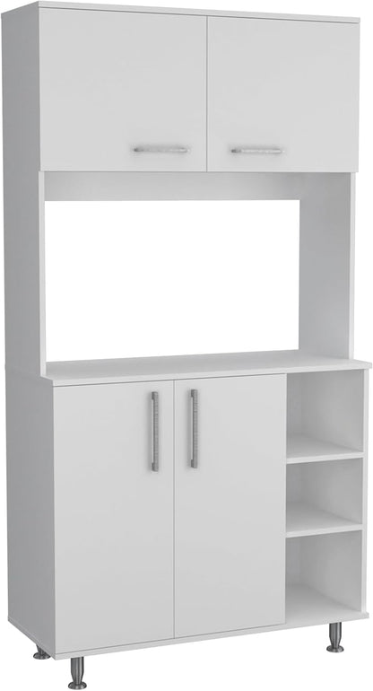 GOWE Nadina 4-Door 2-Drawer 2-Piece Kitchen Set, Kitchen Island and Kitchen Pantry White and Light Oak
