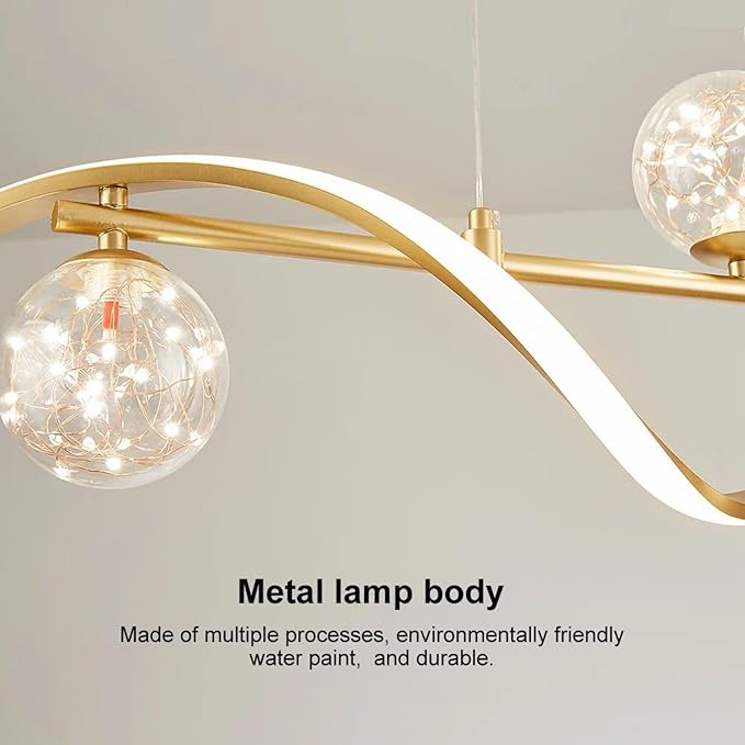 LED Linear Kitchen Island Light Fixtures, Modern Dimmable Dining Room Light Fixture 4-Light