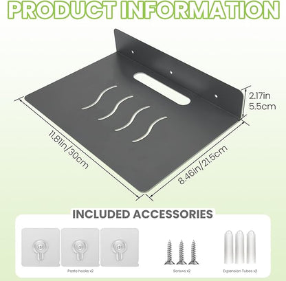 Steel Floating Shelves for Wall,Small Wall Shelf，Suitable for Bedroom, Living Room, Bathroom, Kitchen, Office (Grey, 11.81x8.46 in)