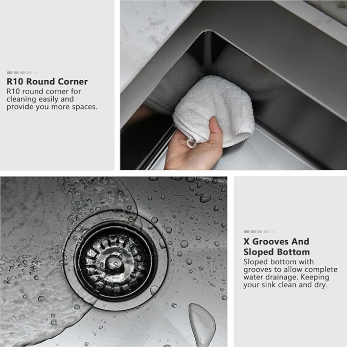 33 Black Kitchen Sink with Faucet Combo-VASOYO 33 x 22 Drop In Kitchen Sink Top Mount Black Stainless Steel Deep Single Bowl Over Mount Sinks with Faucet Combo Set