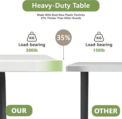 Folding Table 8FT Heavy Duty Plastic Table with Handle, Foldable&Portable, Fold-in-Half Utility Tables for Outdoor, Dining, Wedding, Events, Indoor, Picnic, Camping, Party, White