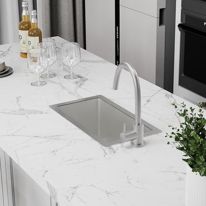 Kitchen And Bar Sink,10x18 Inch Stainless Steel Drop In Single Bowl Undermount RV Prep Small Kitchen&Bar Sink Ideal Choice For Small Space Come With Bottom Grid,Soap Mat And Drain Assembly