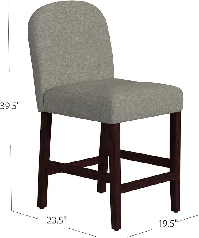 HomePop Home Decor |Rounded Back Upholstered Counterstool | 24 Inch Bar Stools | Decorative Home Furniture, Slate Gray Woven
