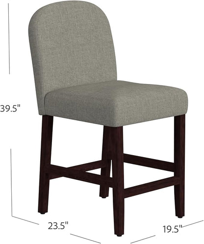 HomePop Home Decor |Rounded Back Upholstered Counterstool | 24 Inch Bar Stools | Decorative Home Furniture, Slate Gray Woven
