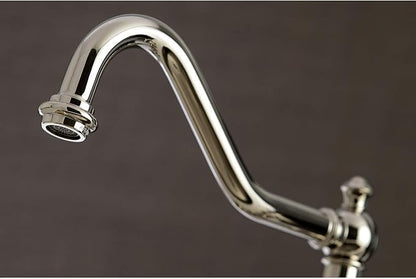 Kingston Brass KS3276ALBS Restoration Bridge Kitchen Faucet, Polished Nickel, 13.06 x 14.06 x 9.44