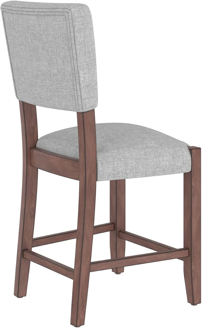 Mid Century Modern Stools Set of 4 Grey Linen Upholstered Modern Elegance Kitchen Island Dining Room Durable