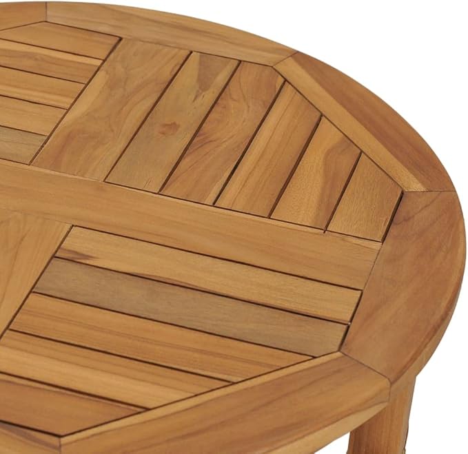 Solid Teak Bar Table 23.6" Round Counter Height Bistro Table Weather Resistant for Patio Kitchen Island or Small Dining Room