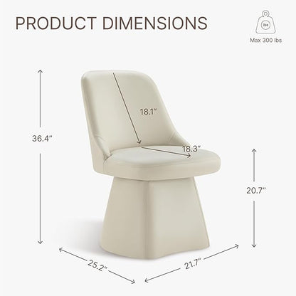 KISLOT Swivel Dining Chairs Set of 1, Upholstered Mid Century Modern Deskchair with High Back, Faux Leather Kitchen Chairs for Dining Room, Bedroom, Dressing Room, Cream