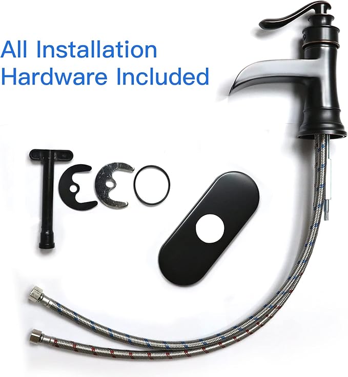 BWE Waterfall Bathroom Faucet Oil Rubbed Bronze Antique, Single-Handle One Hole Sink Faucet for Farmhouse Bath Vanity Lavatory Restroom, Solid Brass Construction
