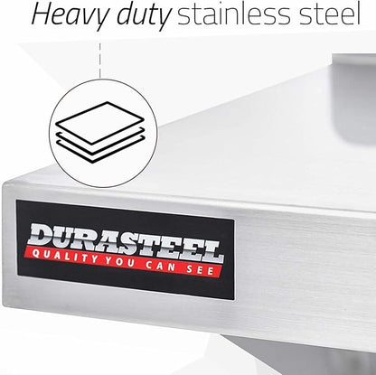 DuraSteel Stainless Steel Shelf - 48 Inch Wide x 12 Deep Commercial NSF Mounted Metal Wall Shelf Pantry Organizer Garage Storage Shelves - Rack Shelving Restaurant Kitchen Units Laundry Utility Room