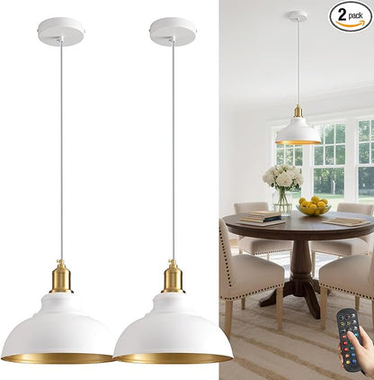 2 Pack Battery Operated Pendant Lights, Rechargeable Pendant Light with Remote, Pendant Light Fixtures for Kitchen island, Modern Industrial hanging Lights for Dining Room Hallway Entryway Bedroom