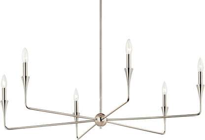 Kichler Alvaro 6-Light Chandelier, Soft Modern Light in Polished Nickel, for Dining or Living Room, Office or Bedroom (19.25" x 40.25"), 52690PN