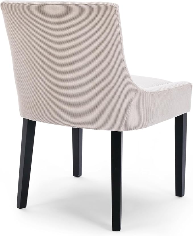 Dining Chairs Set of 2 – Extra Wide & Padded Corduroy Dining Chairs with Solid Wood Legs, High-Density Foam Cushion, Mid-Back Modern Kitchen Chairs for Comfortable Everyday Use