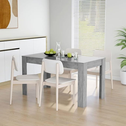 Concrete Gray Modern Dining Table 55.1" Engineered Wood Compact Kitchen & Dining Room Furniture with Sturdy Structure for Small Spaces