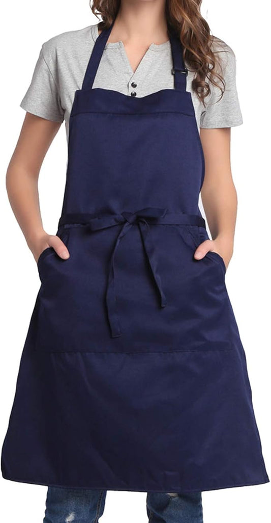 BIGHAS Adjustable Bib Apron with Long Ties for Women Men 18 Colors Chef Kitchen Cooking