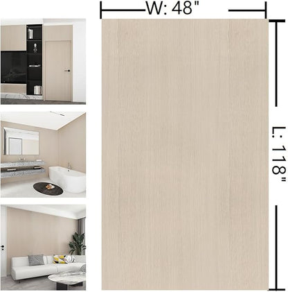 Off White Wood Wallpaper Peel and Stick Wood Grain Contact Paper 48"x118" Extra Wide Wood Contact Paper for Cabinet Drawers Crafts Furniture Wooden Wallpaper Waterproof Removable Beige Wood Vinyl Wrap