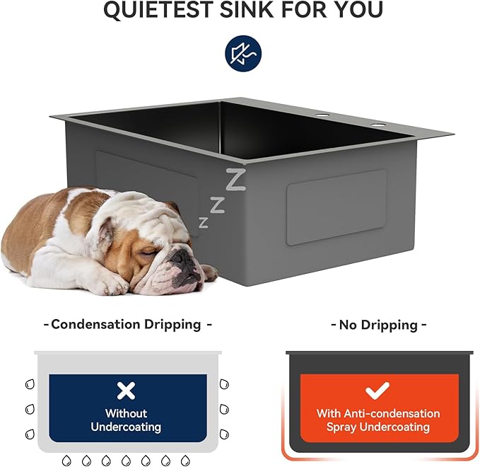 Lordear 30x22 Kitchen Sink Black Drop In Single Bowl 16 Gauge Stainless Steel Gunmetal Black 30 Inch Topmount Kitchen Sinks 30" Basin