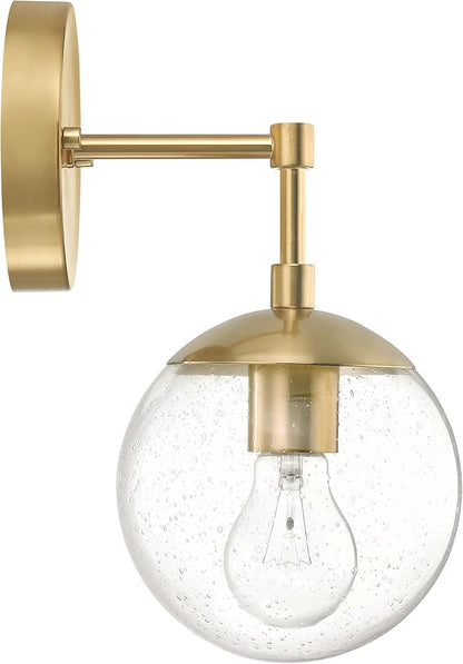 Design House Gracelyn 1-Light Dimmable Wall Sconce, Seeded Glass, Satin Gold, 11.65 in H x 6.11 in W x 8 in D, 588871-SG