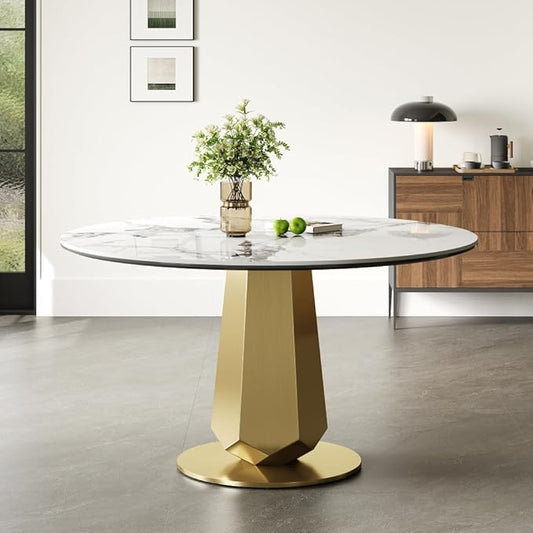 Modern Tempered Glass Dining Table for 6-8, Rectangular Kitchen Table with Heavy-Duty Stainless Steel Base, Elegant Easy-Clean Furniture for Dining Room & Family Gatherings (Stone)