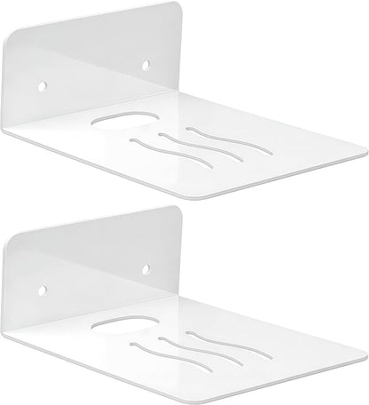 Steel Floating Shelves for Wall,Small Wall Shelf，Suitable for Bedroom, Living Room, Bathroom, Kitchen, Office (White, 2Pack 4.72x6.1 in)