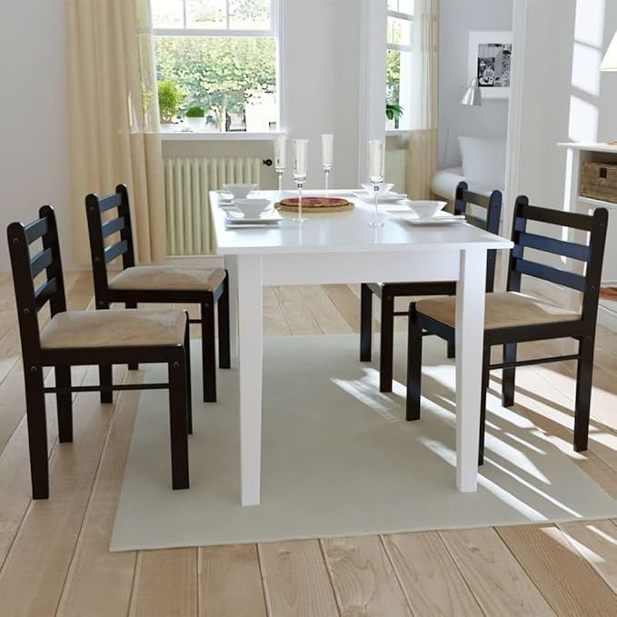 4 Pcs Brown Dining Chairs Solid Rubber Wood Velvet Upholstered Farmhouse Kitchen Chairs for Dining Room Kitchen Comedor