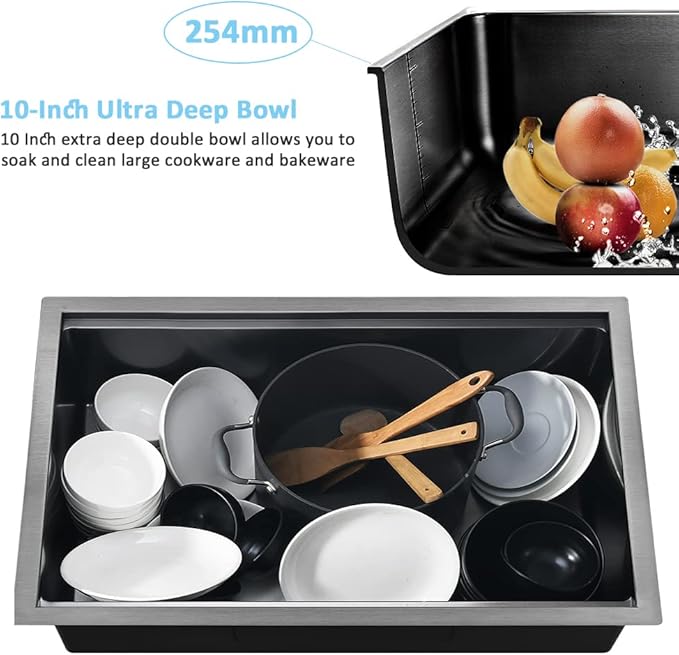 30 Inch Undermount Kitchen Sink Black-Bokaiya 30x19 Black Stainless Steel Undermount Workstation Sink 16 Gauge 10 Inch Deep Single Bowl Kitchen Sink with Cutting Board& Drainer