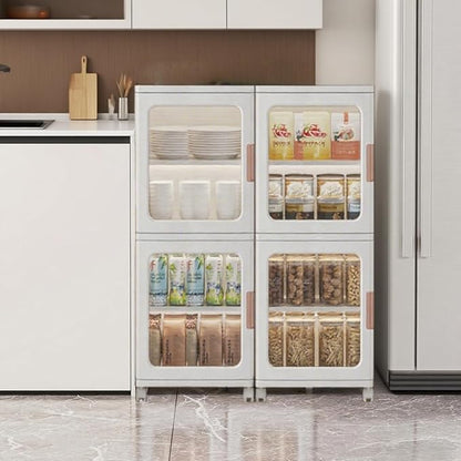2 Layer Bathroom Storage Cabinet with Wheels and Shelf Plastic Thin Cabinets for Narrow Spaces Small Space Saver for Bathroom Laundry Living Room Beside Toilet Organization