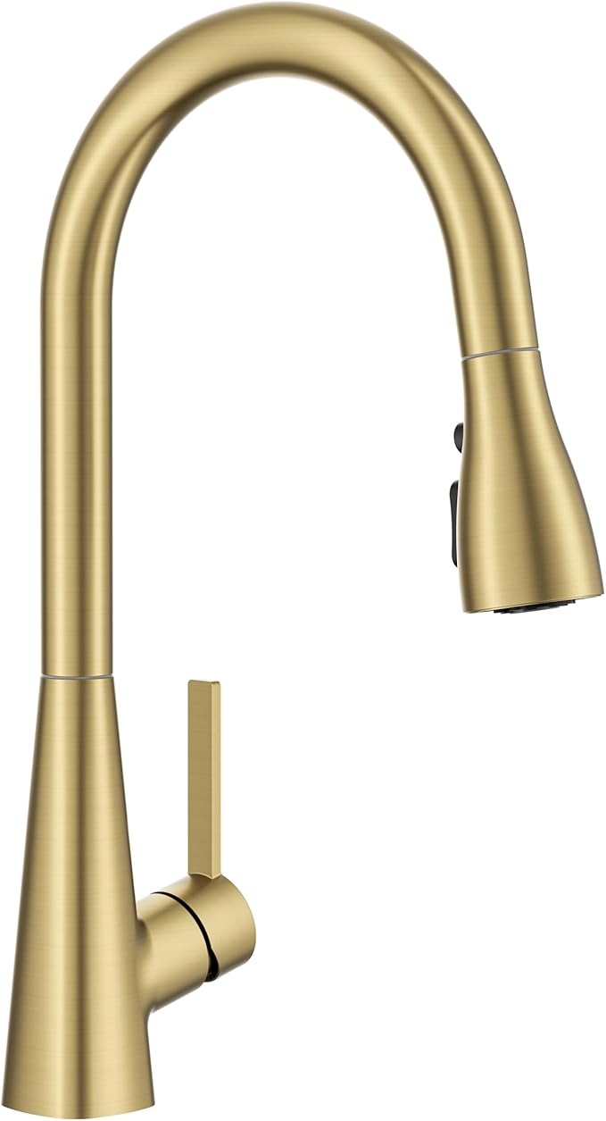 FORIOUS Gold Kitchen Faucet with Pull Down Sprayer, Classic High Arc Stainless Steel Faucet for Kitchen Sink, Single Handle for 1 or 3 Hole Decks for RV Bar Farmhouse Laundry Camper