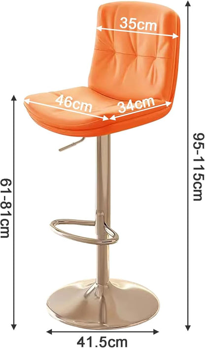 Counter Height s with Back, Faux Leather Adjustable Chairs for Kitchen Island,Orange-Silver Leg