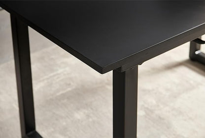 55''- 71'' Extendable Dining Room Table, Expandable Dining Table with Metal Leg, Modern Mid Century Large Table, for 2-6 Person, Black