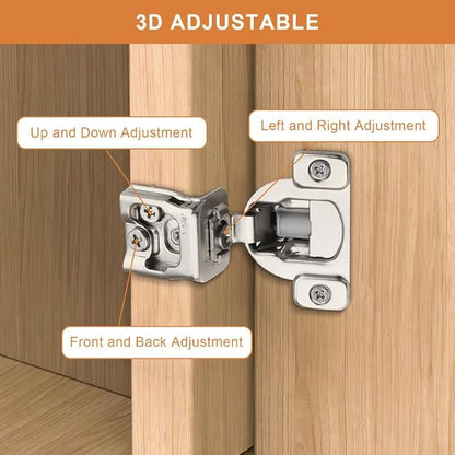 Probrico 8 Pair -16 Pcs 1-1/4 Inch Overlay Cabinet Hinges, Stainless Steel Soft Close Face Frame Hinges for Kitchen, Concealed Self-Closing Door Hinges