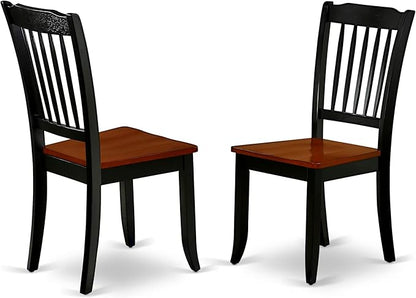 East West Furniture DAC-BCH-W Danbury Dining Room Chairs - Slat Back Solid Wood Seat Chairs, Set of 2, Black & Cherry