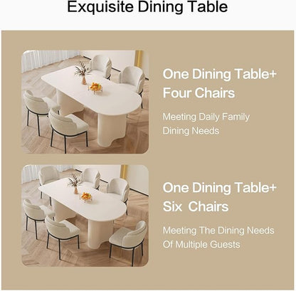 Dining Table Set for 6, Modern Kitchen Table with 6 Chairs, Dining Room Table Set for Kitchen,Dining Room,Home & Office (62.99" White Table with 6 Chairs)