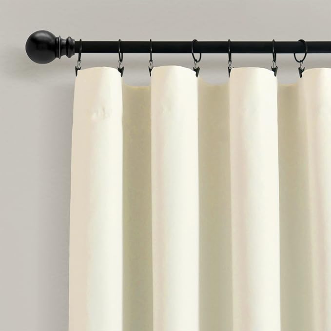 Lush Decor Allison Ruffle 100% Blackout Window Curtain Single 40" W x 84" L Ivory - Cream Blackout Curtains for Bedroom or Nursery - Coquette Curtains