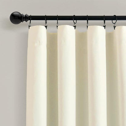 Lush Decor Allison Ruffle 100% Blackout Window Curtain Single 40" W x 84" L Ivory - Cream Blackout Curtains for Bedroom or Nursery - Coquette Curtains