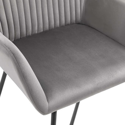 Dining Chairs Set of 4 Grey Velvet Upholstered Modern Accent Chairs with Powder Coated Steel Frame for Dining Room Kitchen Living Room