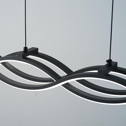 ORANOOR Modern LED Pendant Lights, Dimmable 39in Linear Wave LED Chandelier Lighting, Black Dining Room Hanging Light Fixtures Kitchen Island Linear Pendant Light for Dining Table (4200lm,Upgraded)
