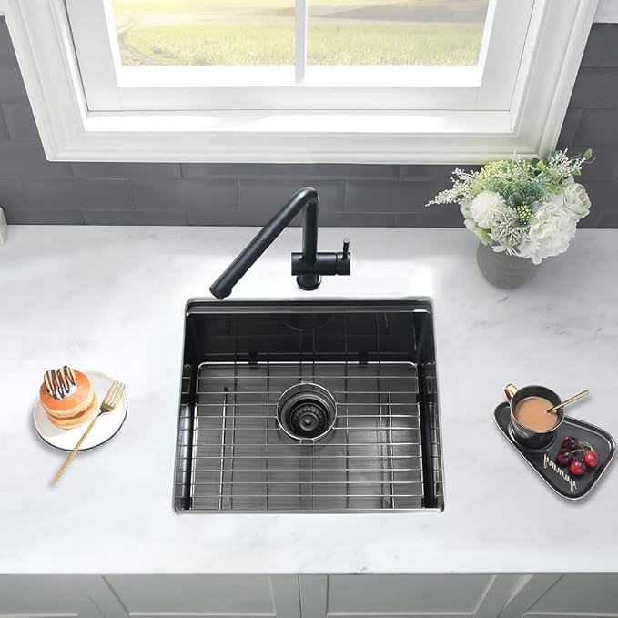 Black Bar Sink Undermount-VASOYO 19x18 Small Kitchen Sink Undermount Wet Bar Sinks Black Stainless Steel Rv Sinks Camper Outdoor 16 Gauge Single Bowl Deep Bowl Mini with Cutting Board