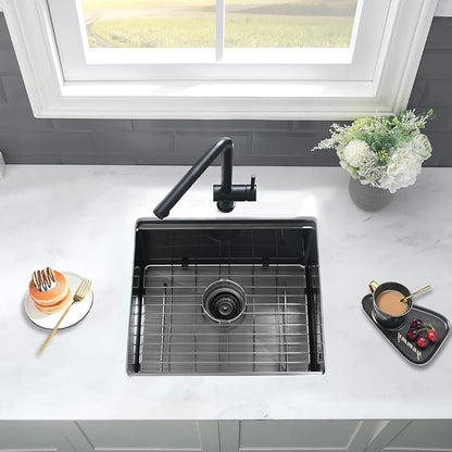 Black Bar Sink Undermount-VASOYO 19x18 Small Kitchen Sink Undermount Wet Bar Sinks Black Stainless Steel Rv Sinks Camper Outdoor 16 Gauge Single Bowl Deep Bowl Mini with Cutting Board