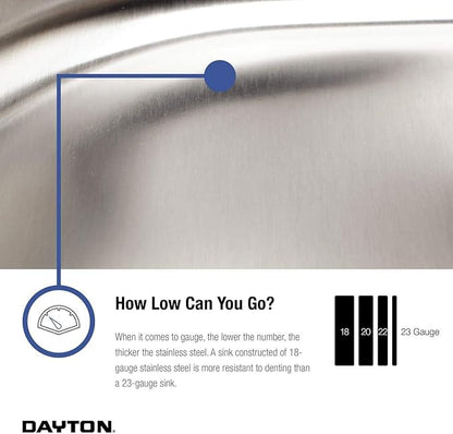 Dayton Stainless Steel 25" x 22" x 8-1/16", 3-Hole Single Bowl Drop-in Sink and Faucet Kit