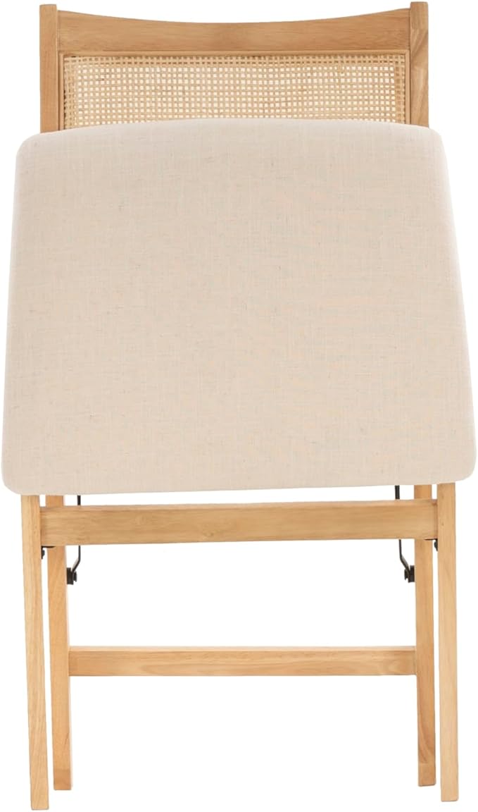 Powell Kasi Beige Rattan Cane Folding Foldable Dining Side Chair, Natural