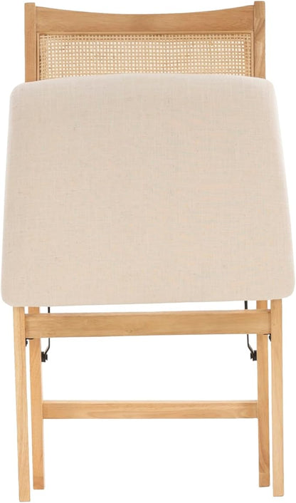 Powell Kasi Beige Rattan Cane Folding Foldable Dining Side Chair, Natural