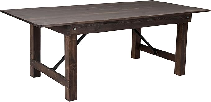 Flash Furniture HERCULES 7' x 40" Rectangular Antique Rustic Solid Pine Folding Farm Table, Mahogany
