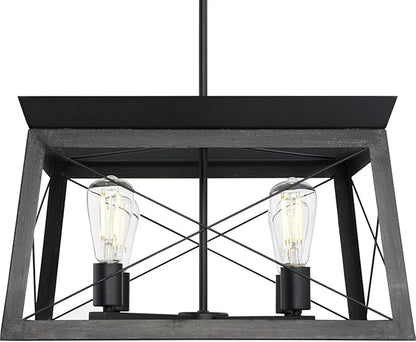 Progress Lighting 4 Light Chandelier, Rustic Farmhouse Style Modern Hanging Light Fixture for Kitchen and Dining Room, Briarwood Collection, Textured Black
