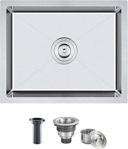 20 x 16 Inch Undermount Kitchen Sink - MENATT 18 Gauge Stainless Steel Handmade Single Bowl Kitchen Sink 6 inch Deep Basin Bowl, Brushed