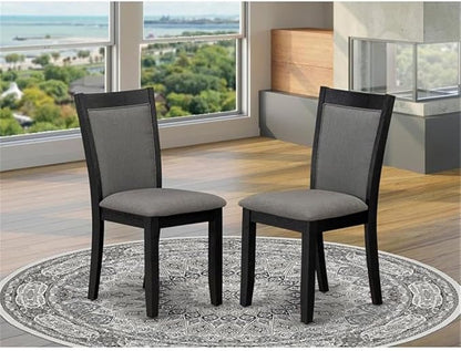 East West Furniture MZC6T50 Monza Parson Dining Room Chairs - Dark Gotham Grey Linen Fabric Padded Chairs, Set of 2, Wirebrushed Black