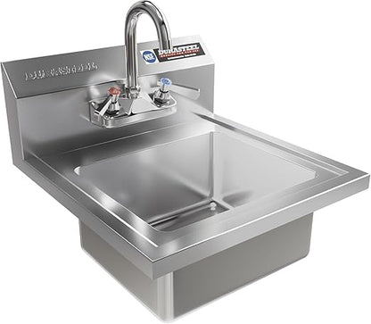 DuraSteel Commercial Hand Wash Sink - NSF Commercial Hand Sink Faucet Included 12x10 Basin - Restaurant Wall Mount Stainless Steel Kitchen Handwashing Sinks Station - Mounted Handwash Sinks, Washing
