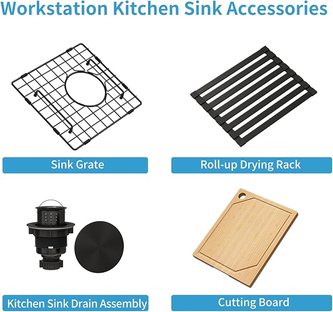 LQS Undermount Wet Bar Sink Black, Undermount Bar Sink Stainless Steel 13" x 15", Small 10" Deep Single Bowl Kitchen Sinks, Smart Workstation Ledge With Cutting Board For RV, Outdoor and Prep Use