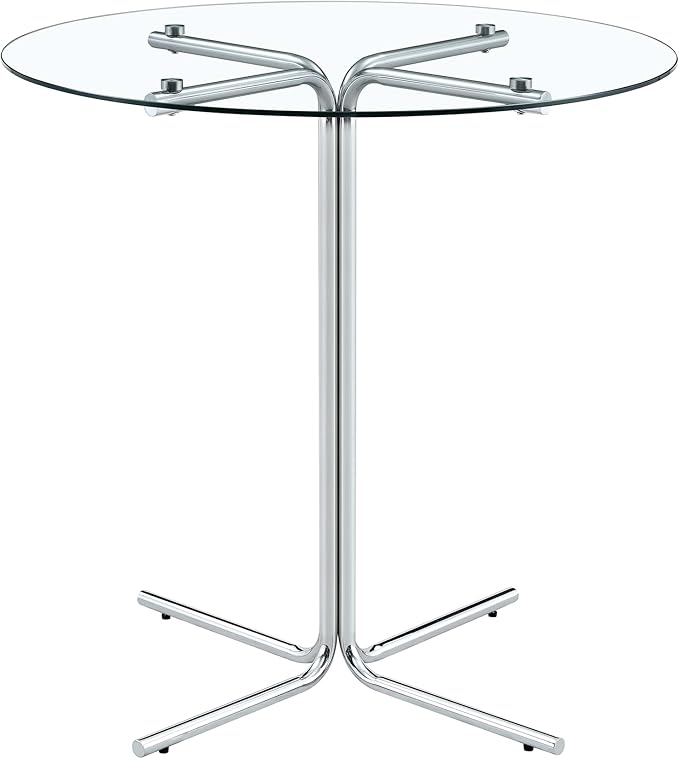 Round Glass Dining Table 36'' Inch Modern Round Kitchen Table with Metal Legs Durable Stylish Dinner Table for Dining Room Kitchen