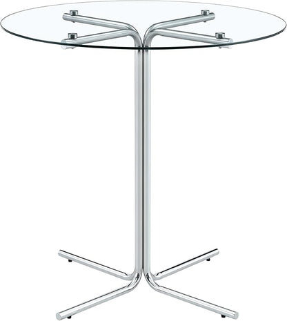 Round Glass Dining Table 36'' Inch Modern Round Kitchen Table with Metal Legs Durable Stylish Dinner Table for Dining Room Kitchen